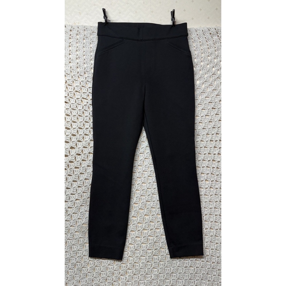 Spanx Pants Womens Sz M Black Skinny Pull On High Waist Elastic Band Stretch